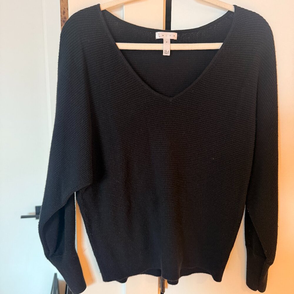 Leith Black Knit Sweater Size Medium